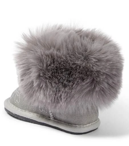 商品MONNALISA|Baby faux fur-trim suede boots,价格¥1088,第2张图片详细描述