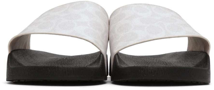 商品Coach|Black & Off-White Logo Slide Sandals,价格¥694,第4张图片详细描述