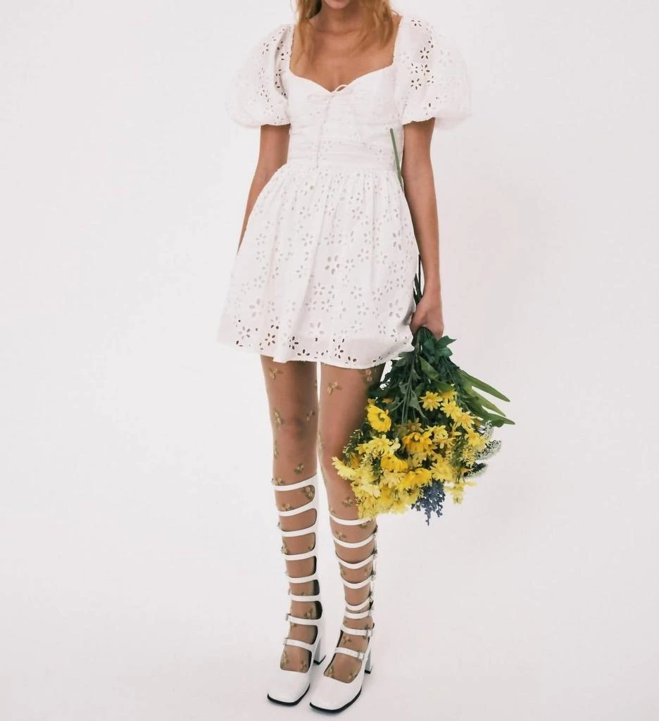 商品For Love & Lemons|Jocelyn Mini Dress In White,价格¥1394,第1张图片