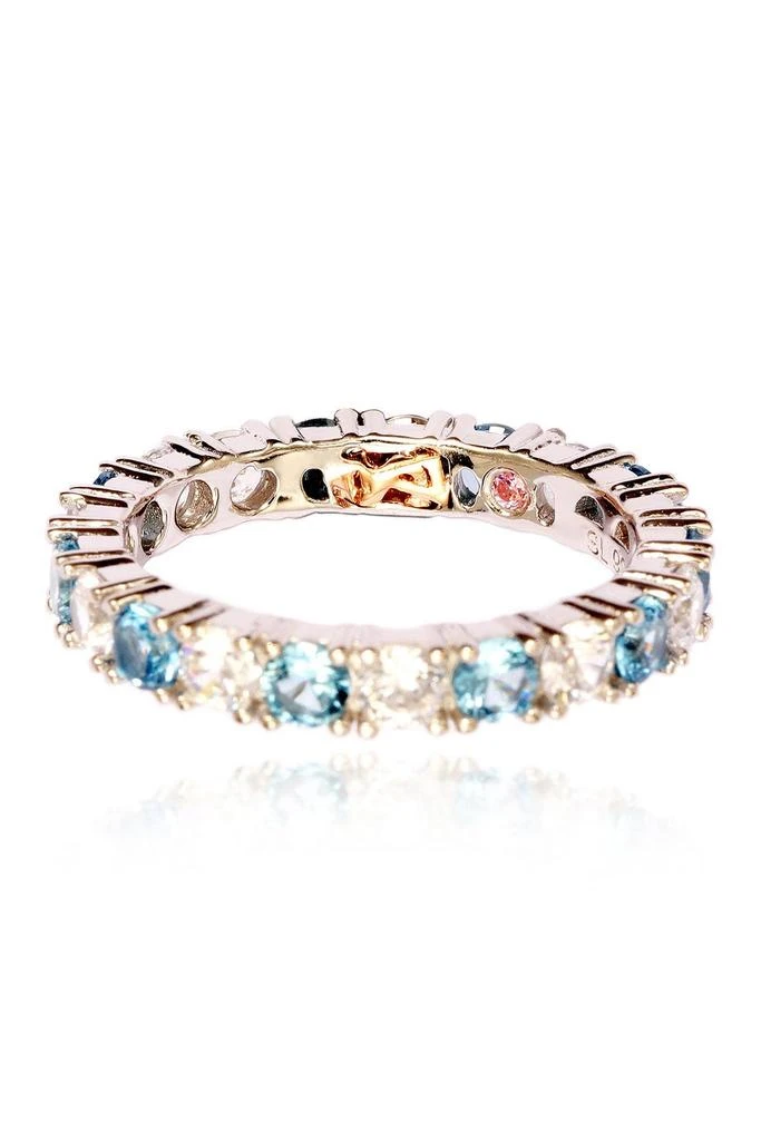 商品Suzy Levian|Sterling Silver CZ Aqua Blue Alternating Eternity Band Ring,价格¥1069,第2张图片详细描述