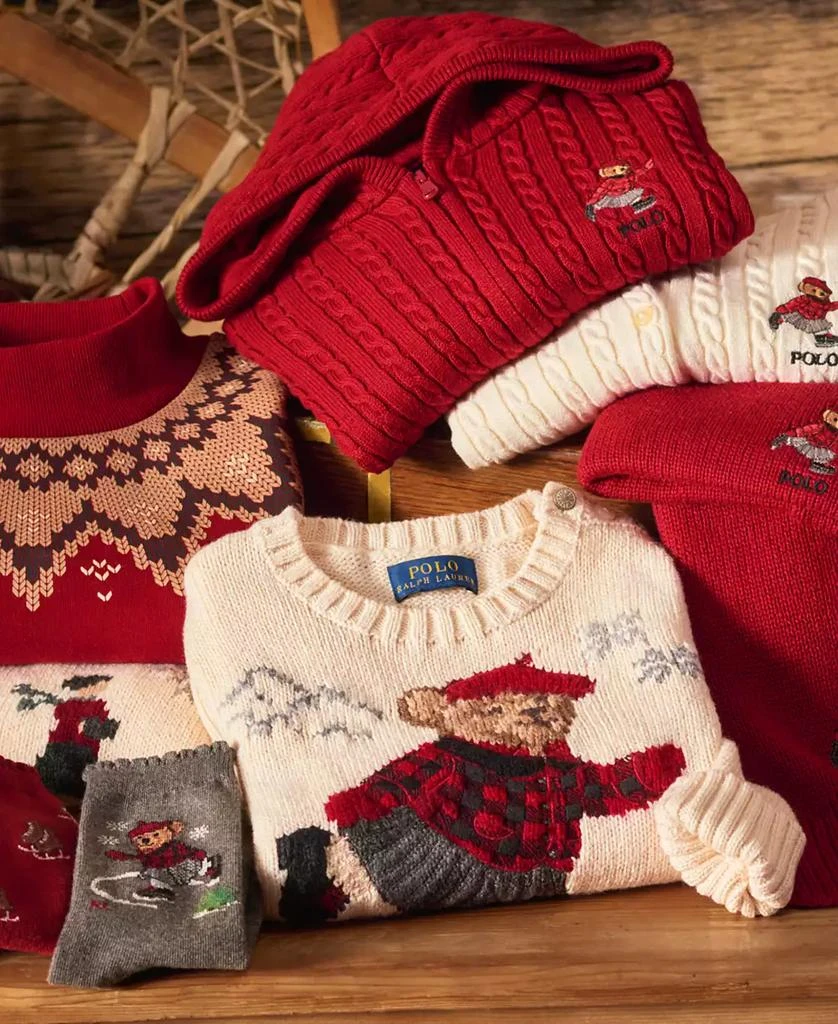 商品Ralph Lauren|Girls 7-16 Long-Sleeve Polo Bear Full-Zip Sweater,价格¥584,第4张图片详细描述