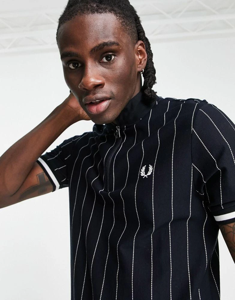 商品Fred Perry|Fred Perry fine stripe polo shirt in black,价格¥445,第3张图片详细描述