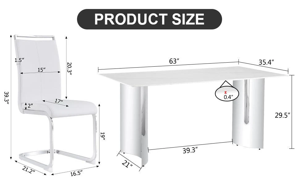 商品Streamdale Furniture|Streamdale Modern minimalist dining table. Imitation marble glass sticker desktop,价格¥13488,第3张图片详细描述