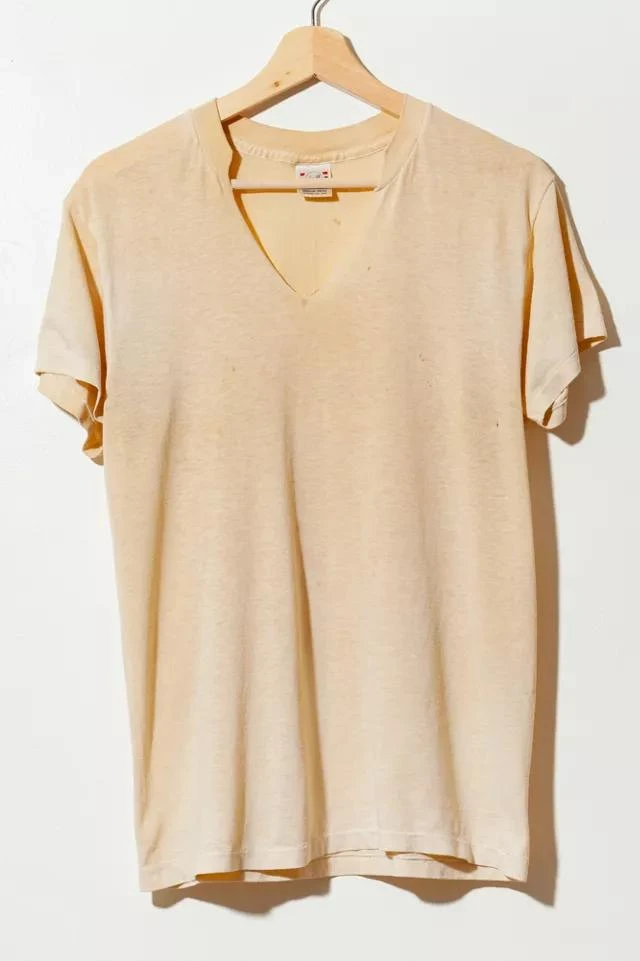 商品Urban Outfitters|Vintage 1970s Distressed Made in USA Thin Burn Out V-Neck T-Shirt,价格¥660,第1张图片