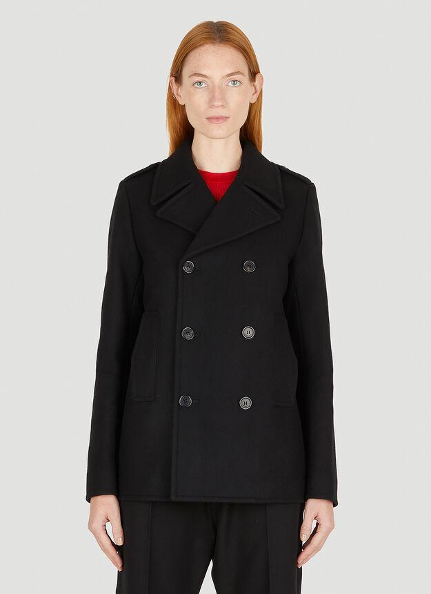 商品Yves Saint Laurent|Double Breasted Peacoat Jacket in Black,价格¥17705,第1张图片