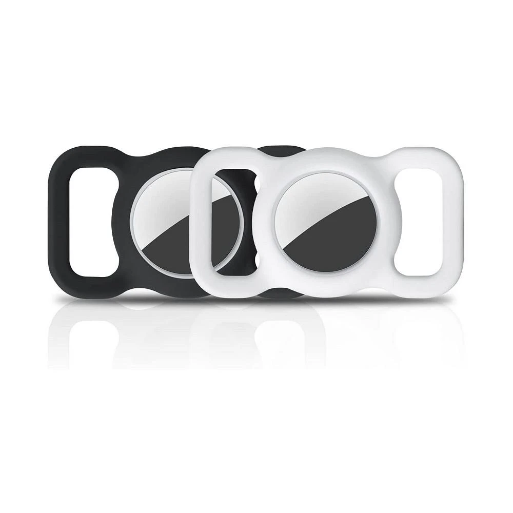 商品Wasserstein|Pet Collar AirTag Holder for Apple AirTag - Protective Silicone Case for GPS Tracker (2 Pack, Black and White),价格¥127,第1张图片