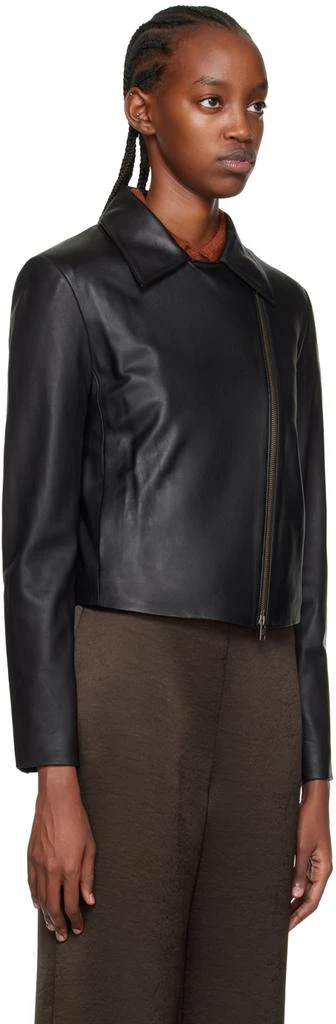 商品Vince|Black Asymmetric Leather Jacket,价格¥3699,第2张图片详细描述