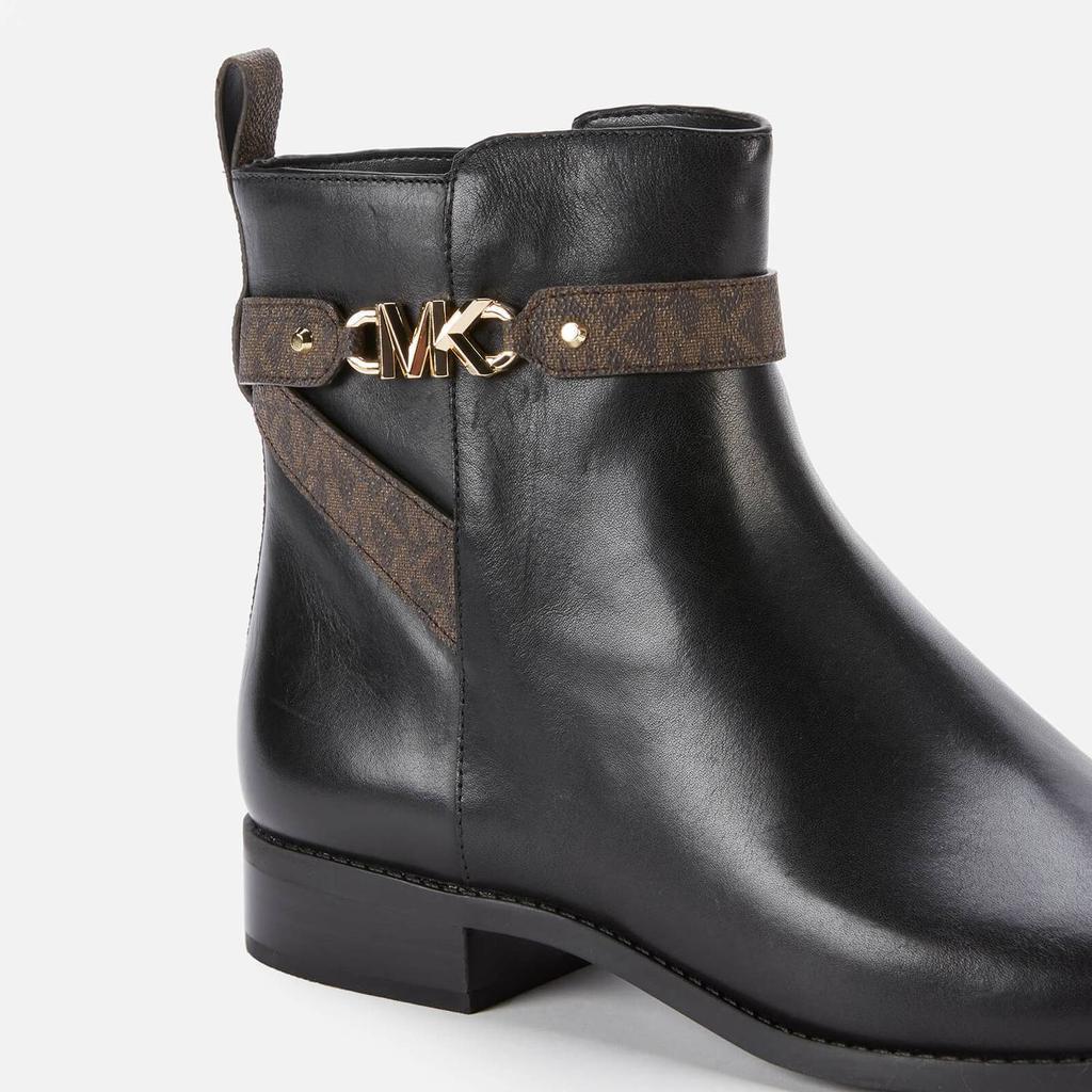 商品Michael Kors|MICHAEL Michael Kors Women's Farrah Leather Flat Ankle Boots - Black,价格¥942,第6张图片详细描述