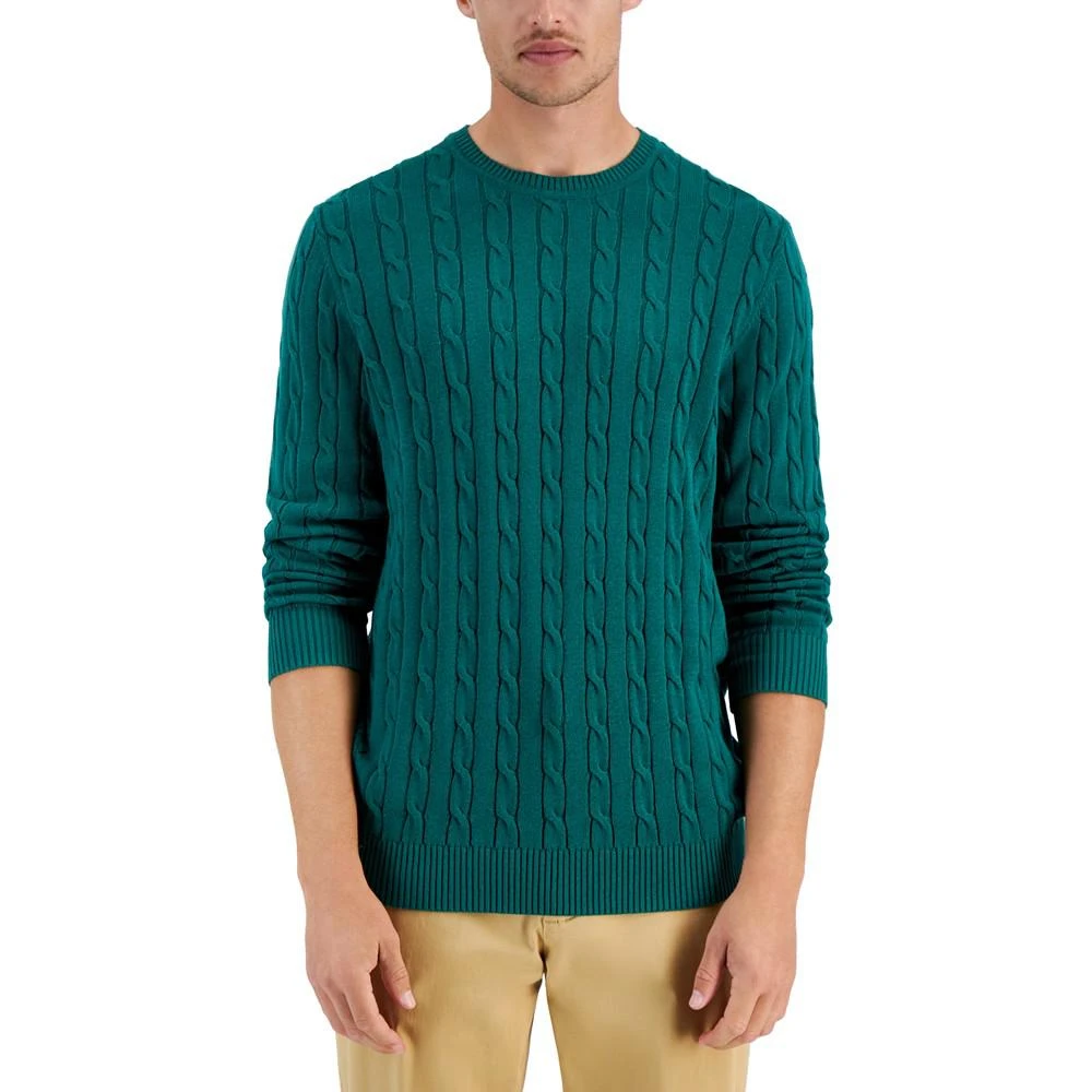 商品Club Room|Men's Cable-Knit Cotton Sweater, Created for Macy's,价格¥148,第1张图片详细描述