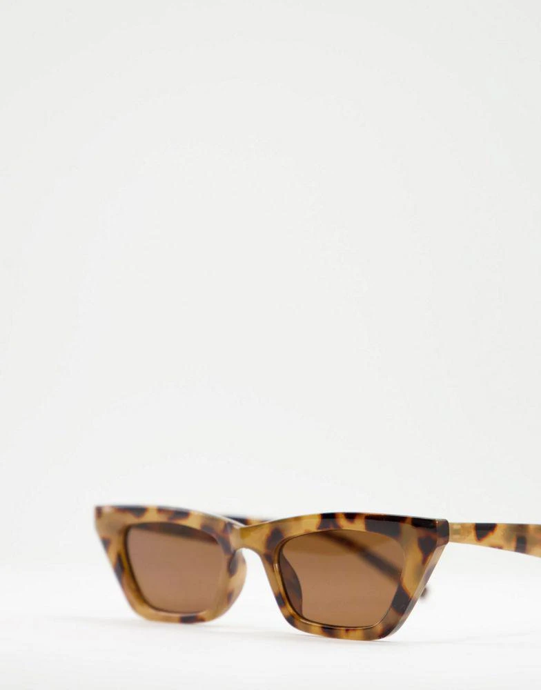 商品ASOS|ASOS DESIGN frame square cat eye sunglasses in milky tort  - BROWN,价格¥70,第3张图片详细描述