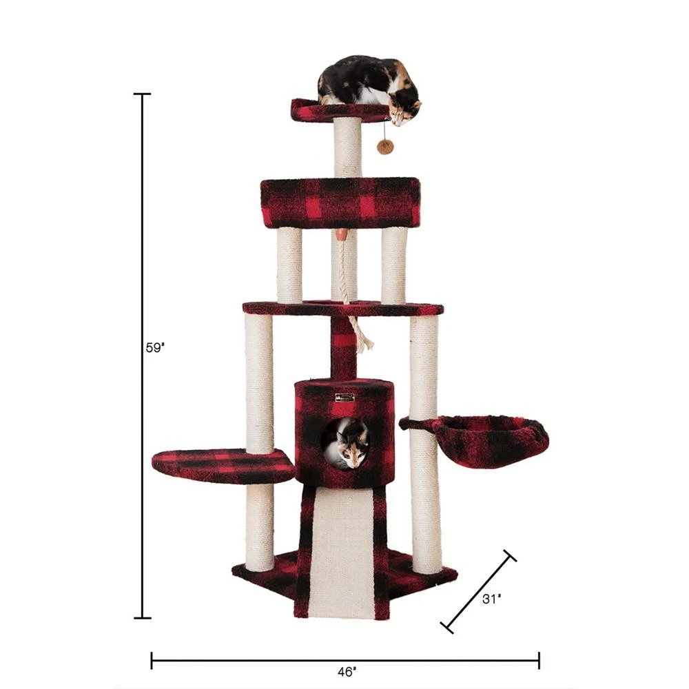 Real Wood Cat Tree, 4 Levels With Rope, Ramp, Perch, & Condo 商品