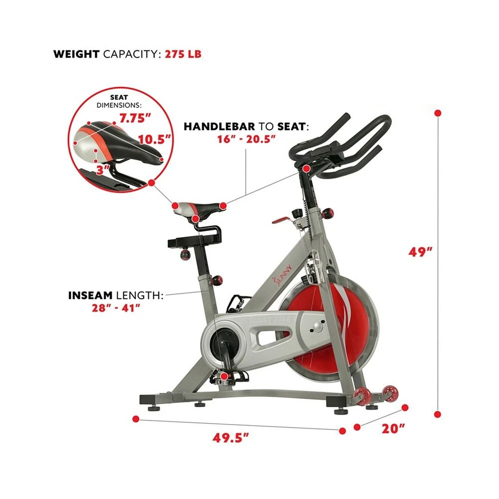 商品Sunny Health & Fitness|SF-B1995 Pro Ii Indoor Cycling Bike with Device Mount and Advanced Display,价格¥3981,第4张图片详细描述