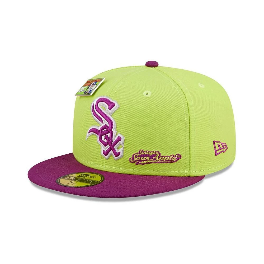 商品New Era|Men's Green and Purple Chicago White Sox MLB x Big League Chew Swingin' Sour Apple Flavor Pack 59FIFTY Fitted Hat,价格¥274,第3张图片详细描述