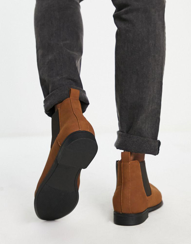 ASOS DESIGN chelsea boots in tan faux suede商品第2张图片规格展示