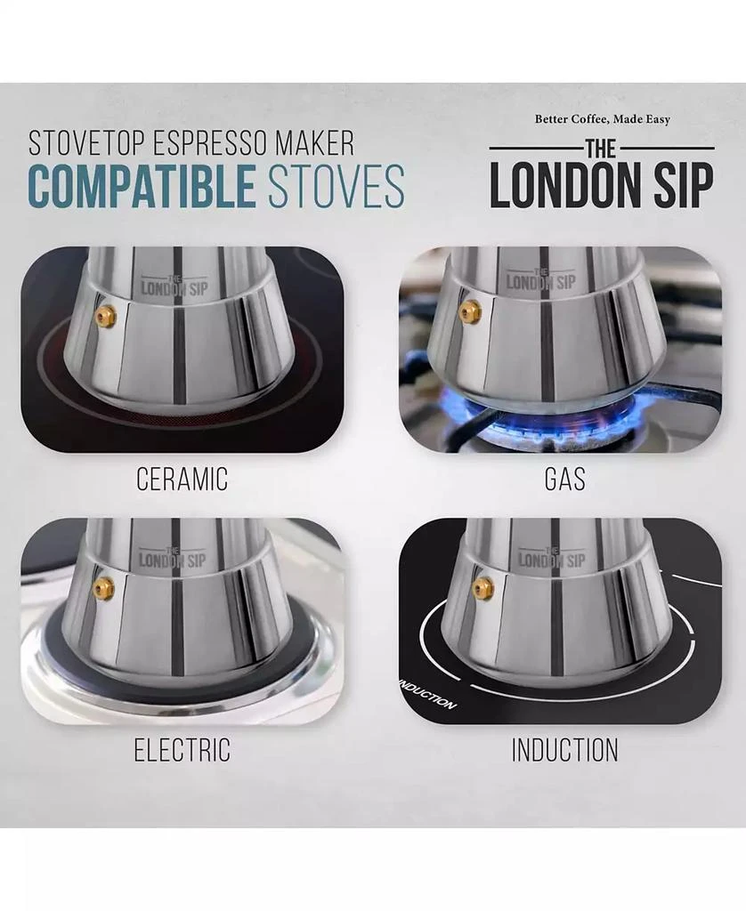 商品London Sip|Stainless Steel Espresso Maker 10-Cup,价格¥336,第2张图片详细描述