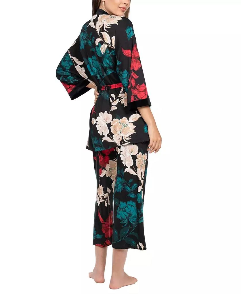 商品Linea Donatella|Women's 3-Piece Sharifa Floral Top, Pants and Robe Pajama Set,价格¥574,第3张图片详细描述