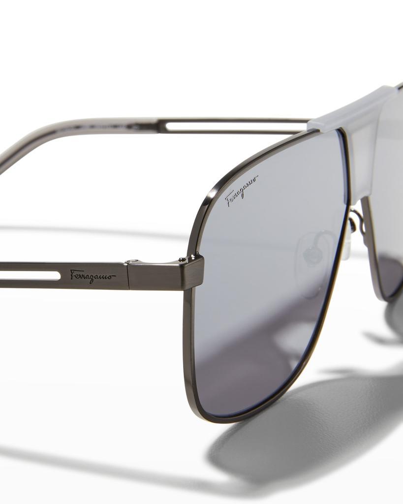 商品Salvatore Ferragamo|Men's Double-Bridge Metal Aviator Sunglasses,价格¥2359,第6张图片详细描述