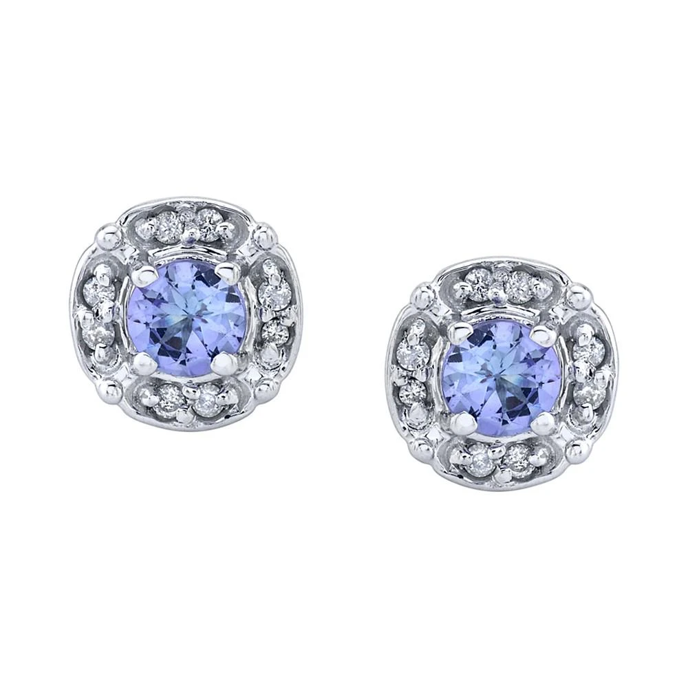 商品Macy's|Tanzanite (1/2 ct. t.w.) & Diamond (1/10 ct. t.w.) Stud Earrings in 10k White Gold,价格¥5053,第2张图片详细描述