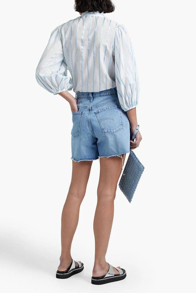 商品RED Valentino|Pussy-bow metallic striped cotton-blend voile blouse,价格¥710,第1张图片