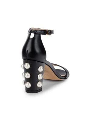商品Stuart Weitzman|Women's Nearly Nude Leather Block-Heel Sandals,价格¥1107,第3张图片详细描述