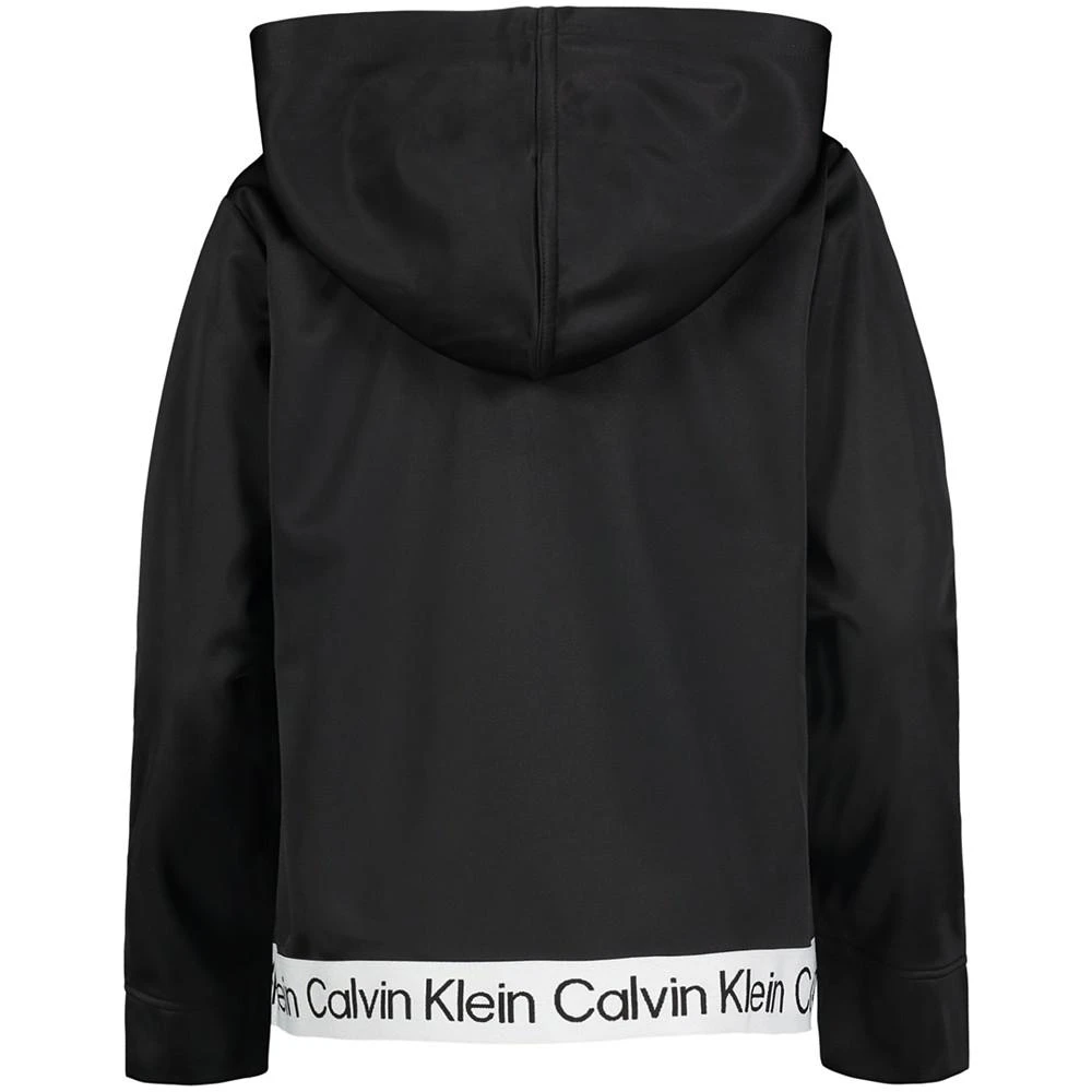 商品Calvin Klein|Big Girls Logo Elastic Hem 1/4-Zip Hoodie,价格¥332,第2张图片详细描述