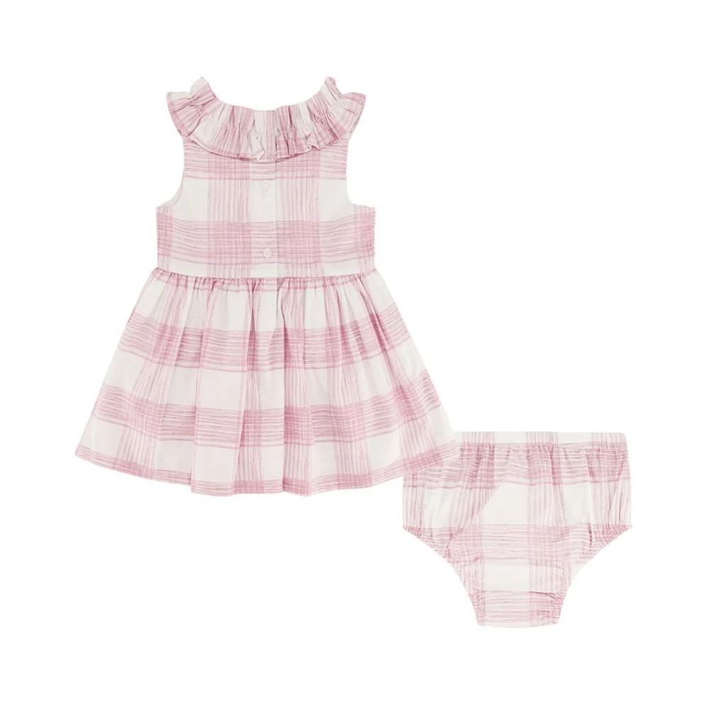 商品Calvin Klein|Baby Girls Brush Plaid Poplin Surplice Dress and Diaper Cover Set,价格¥225,第2张图片详细描述