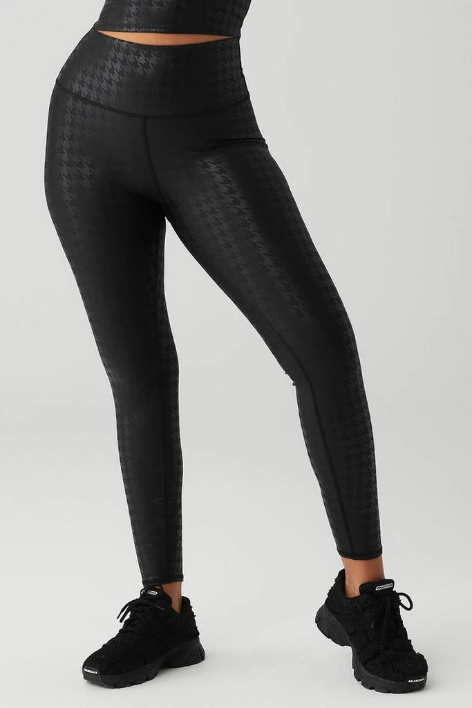 商品Alo|Airlift High-Waist Glimmer Houndstooth Legging - Black,价格¥847,第1张图片