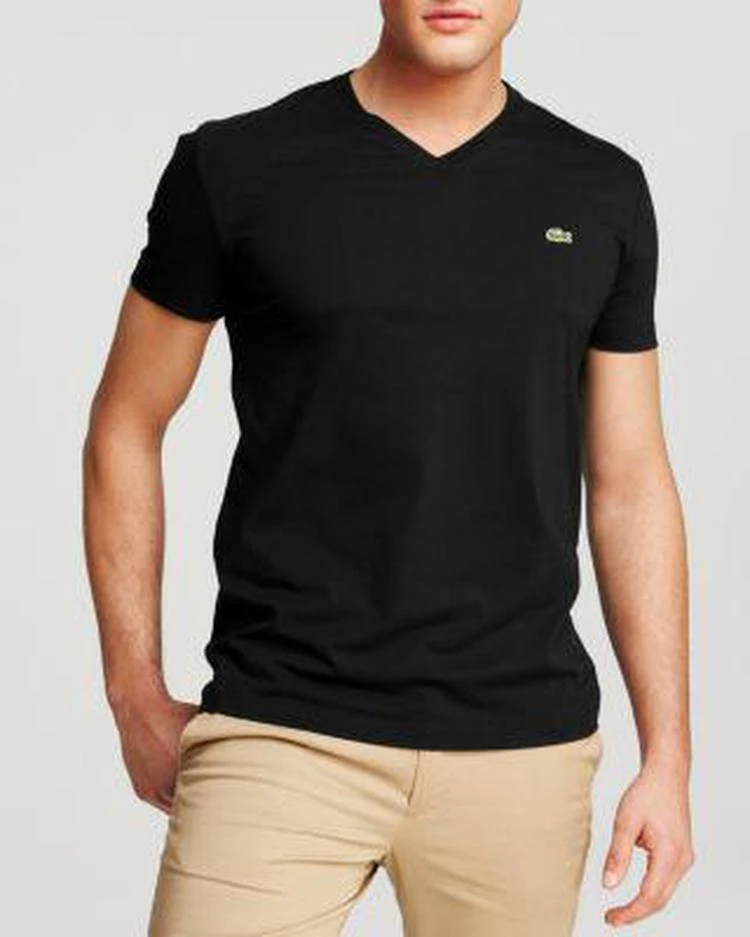 商品Lacoste|Solid V-Neck Tee V领T恤,价格¥371,第1张图片