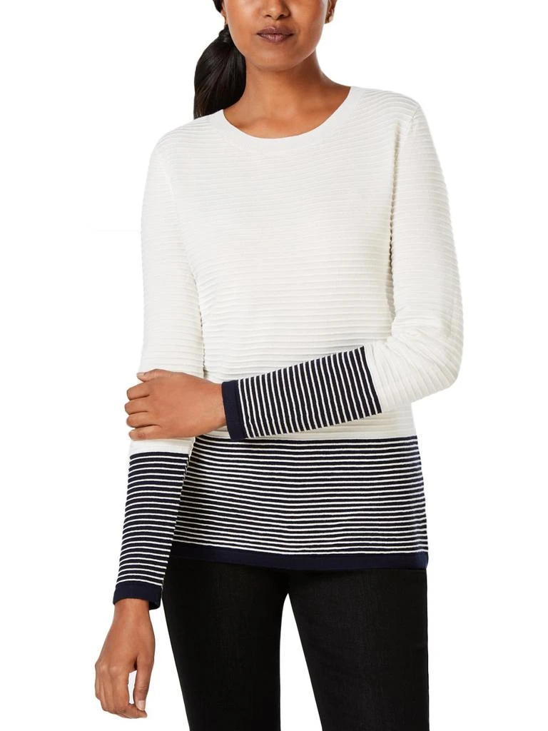 商品Charter Club|Petites Womens Colorblock Long Sleeves Pullover Sweater,价格¥162,第1张图片