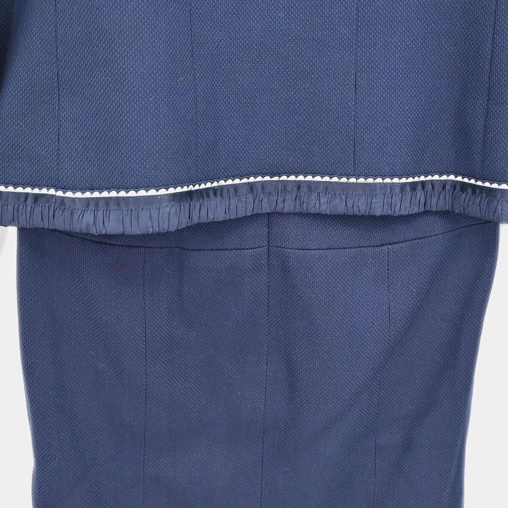 商品[二手商品] Chanel|Chanel Navy Blue Collarless Jacket Skirt Suit Set Size 38,价格¥14740,第5张图片详细描述