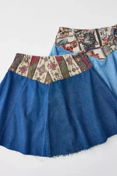 商品Urban Renewal|Urban Renewal Remade Tapestry Yoke Denim Skirt,价格¥228,第2张图片详细描述