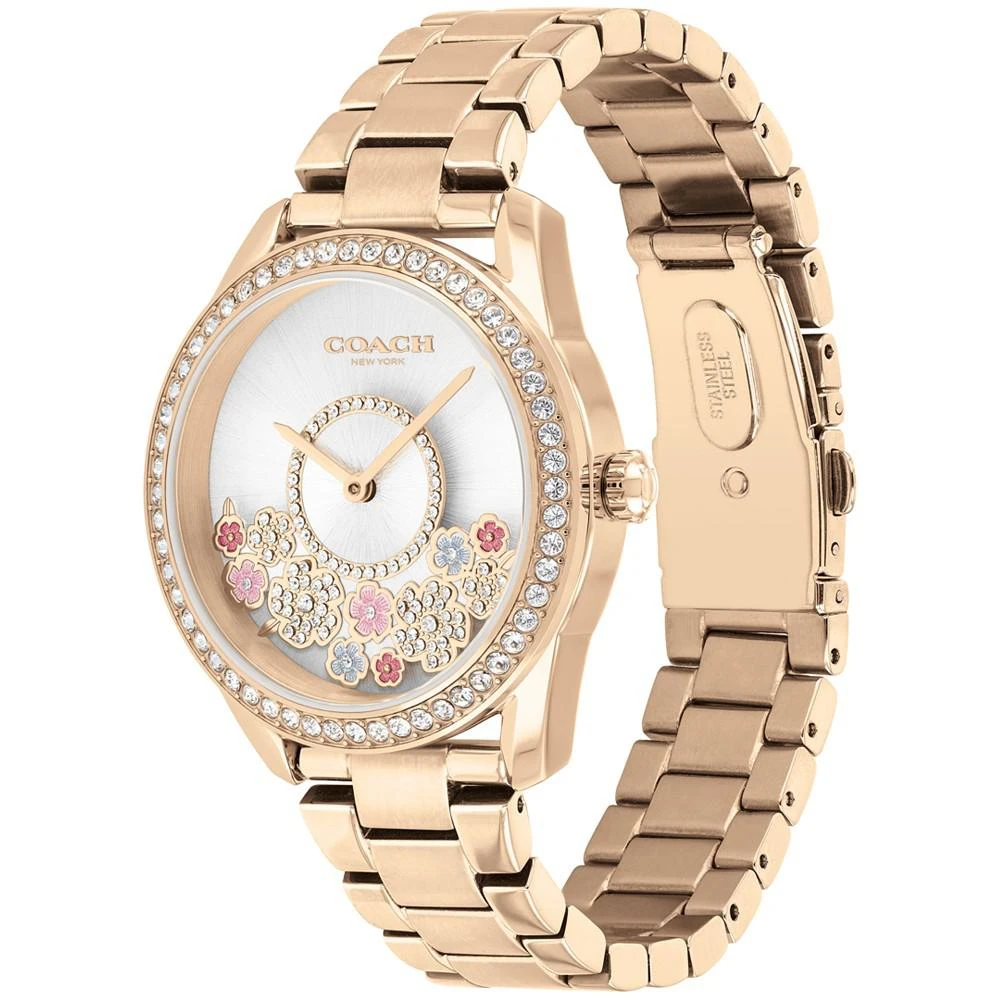商品Coach|Women's Preston Carnation Gold-Tone Bracelet Tea Rose Watch 36mm,价格¥1540,第4张图片详细描述