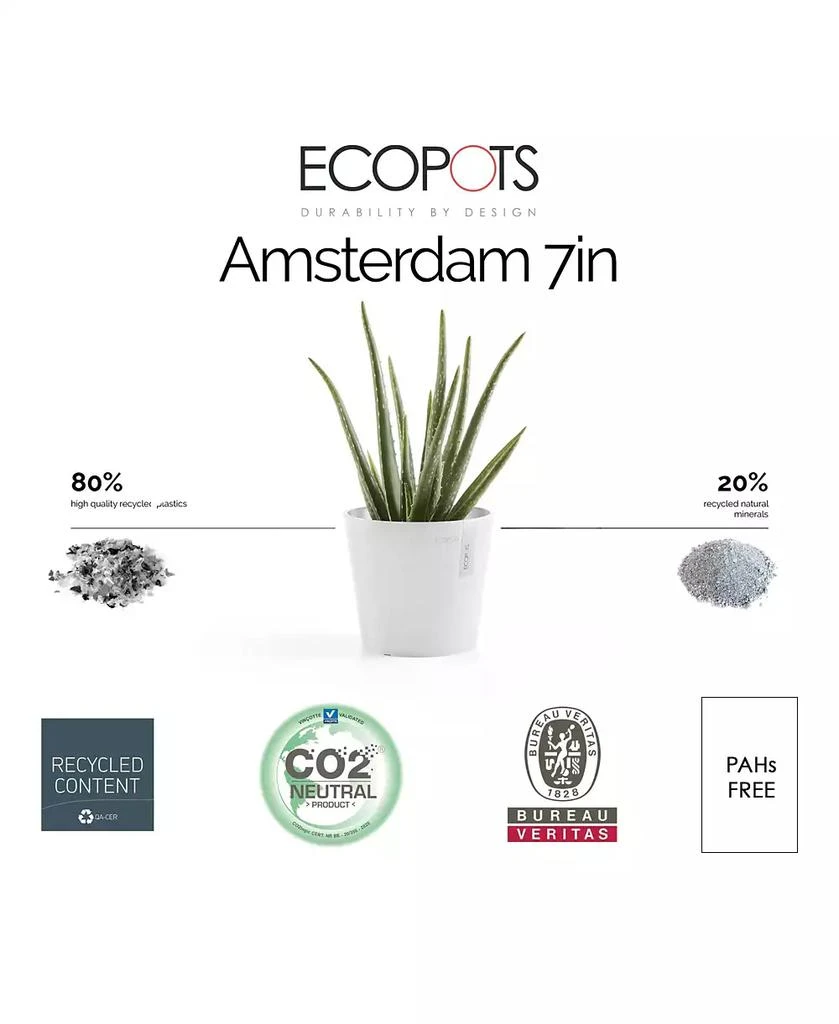 商品ECOPOTS|Amsterdam Modern Round Indoor and Outdoor Planter, 7in,价格¥129,第2张图片详细描述