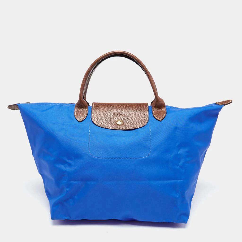 商品[二手商品] Longchamp|Longchamp Blue/Brown Nylon and Leather Le Pliage Tote,价格¥821,第1张图片