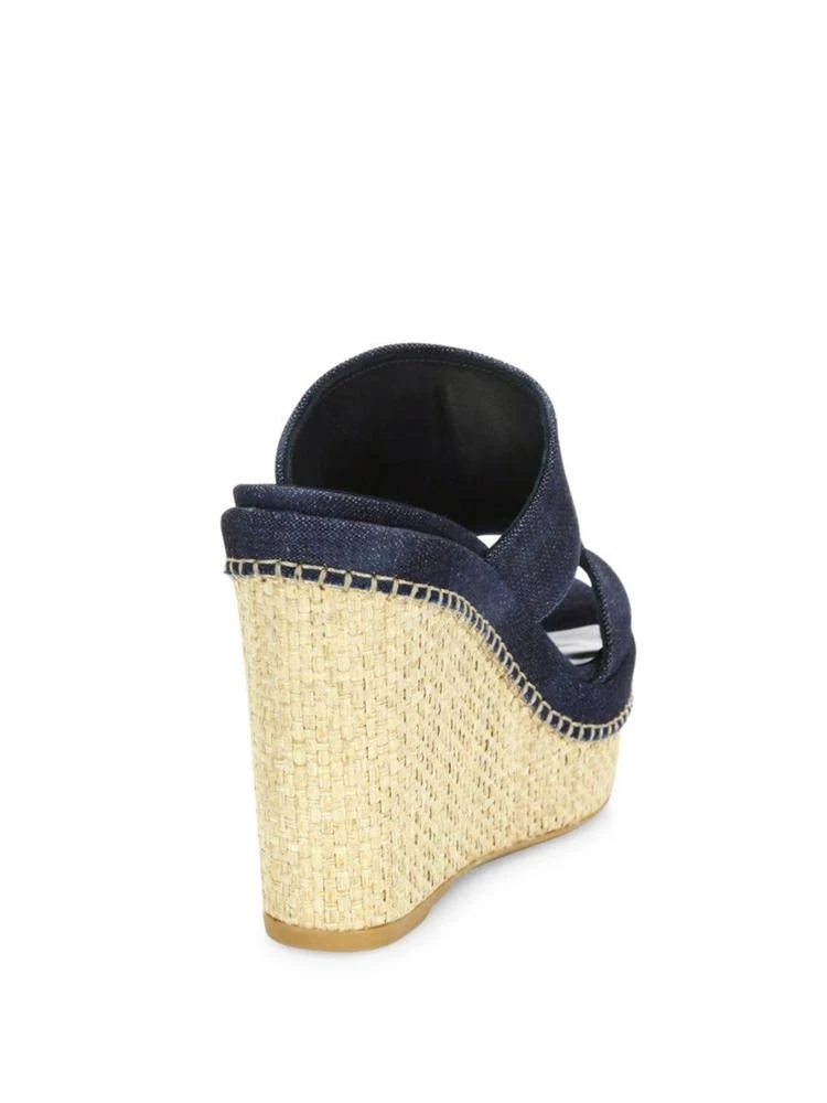 商品Stuart Weitzman|Ponte Denim Woven Wedge Sandals,价格¥1304,第2张图片详细描述