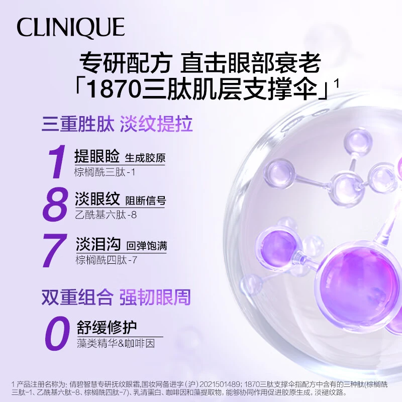 CLINIQUE 倩碧 智慧专研抚纹眼霜1870紫光眼霜 15ml 抗皱淡纹紧致抗衰 商品