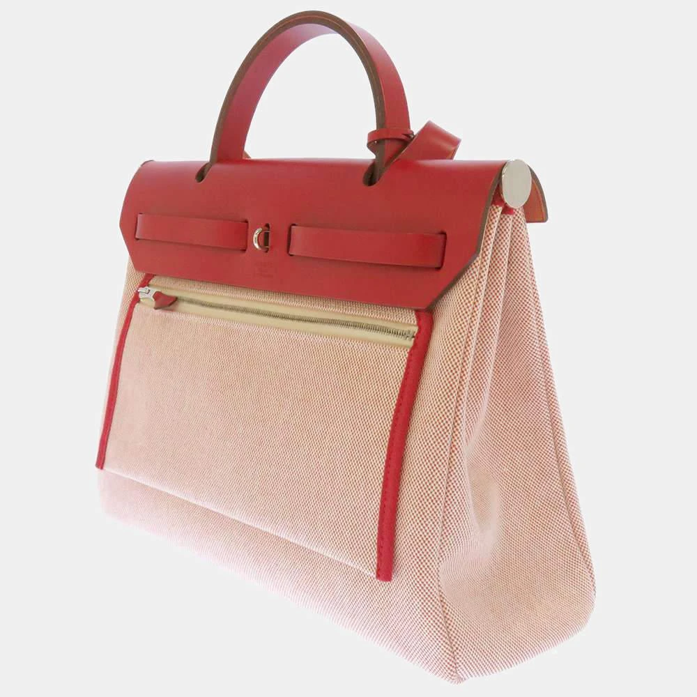 商品[二手商品] Hermes|Hermes Red Toile H/Vache Hunter Leather Herbag Zip 31 Shoulder Bag ,价格¥32284,第2张图片详细描述