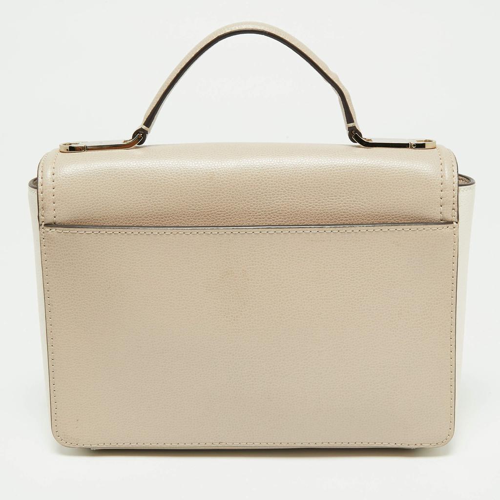 商品[二手商品] Kate Spade|Kate Spade Beige/White Leather Flap Top Handle Bag,价格¥1026,第6张图片详细描述