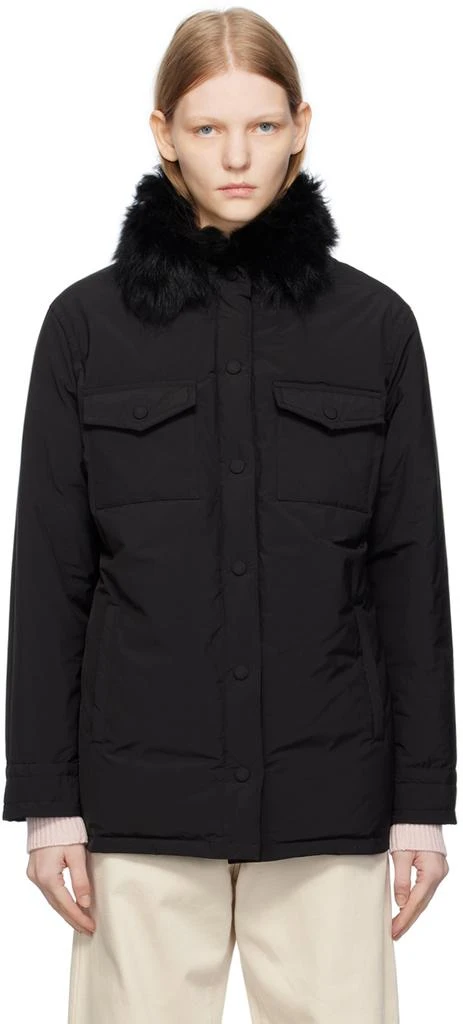 商品Yves Salomon|SSENSE Exclusive Black Down Jacket,价格¥1582,第1张图片