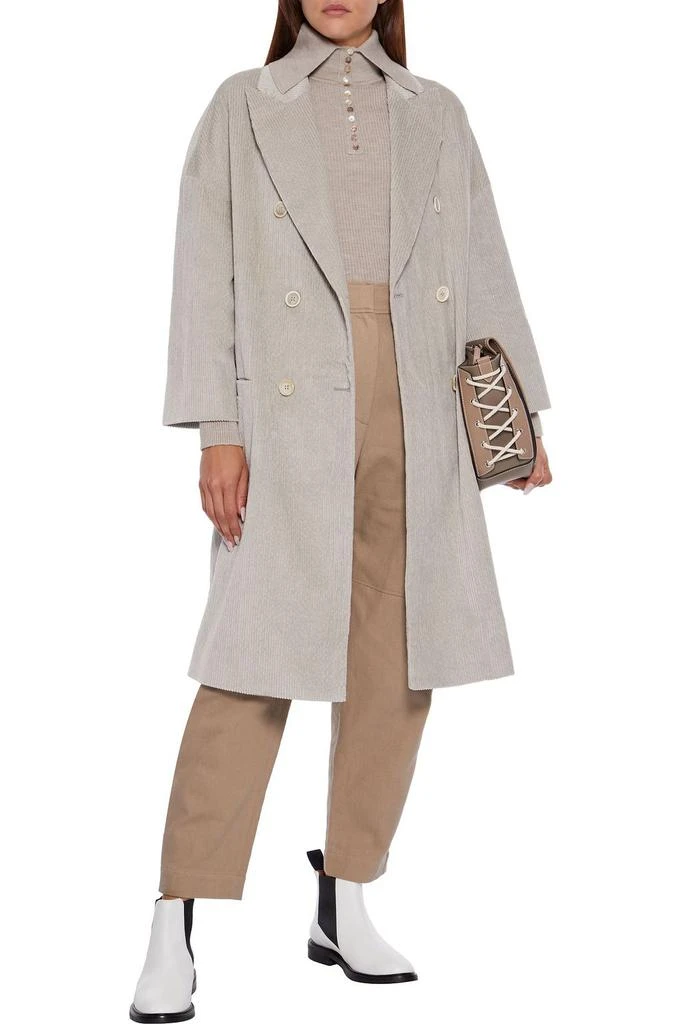 商品Brunello Cucinelli|Double-breasted cotton-blend corduroy coat,价格¥11124,第4张图片详细描述