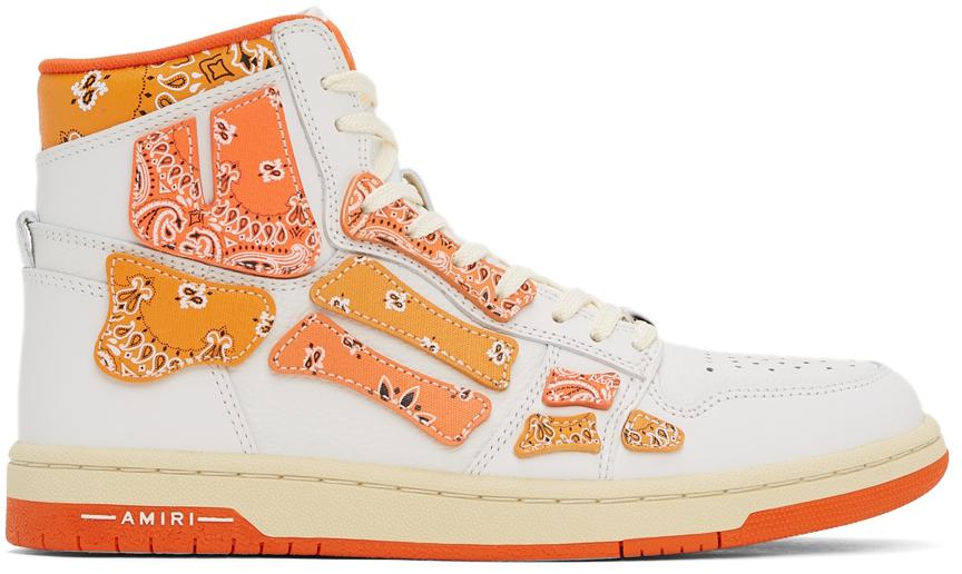 White & Orange Skel Top Hi Bandana Sneakers商品第1张图片规格展示