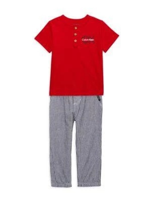 商品Calvin Klein|Baby Boy's 2-Piece Tee & Striped Pants,价格¥119,第1张图片