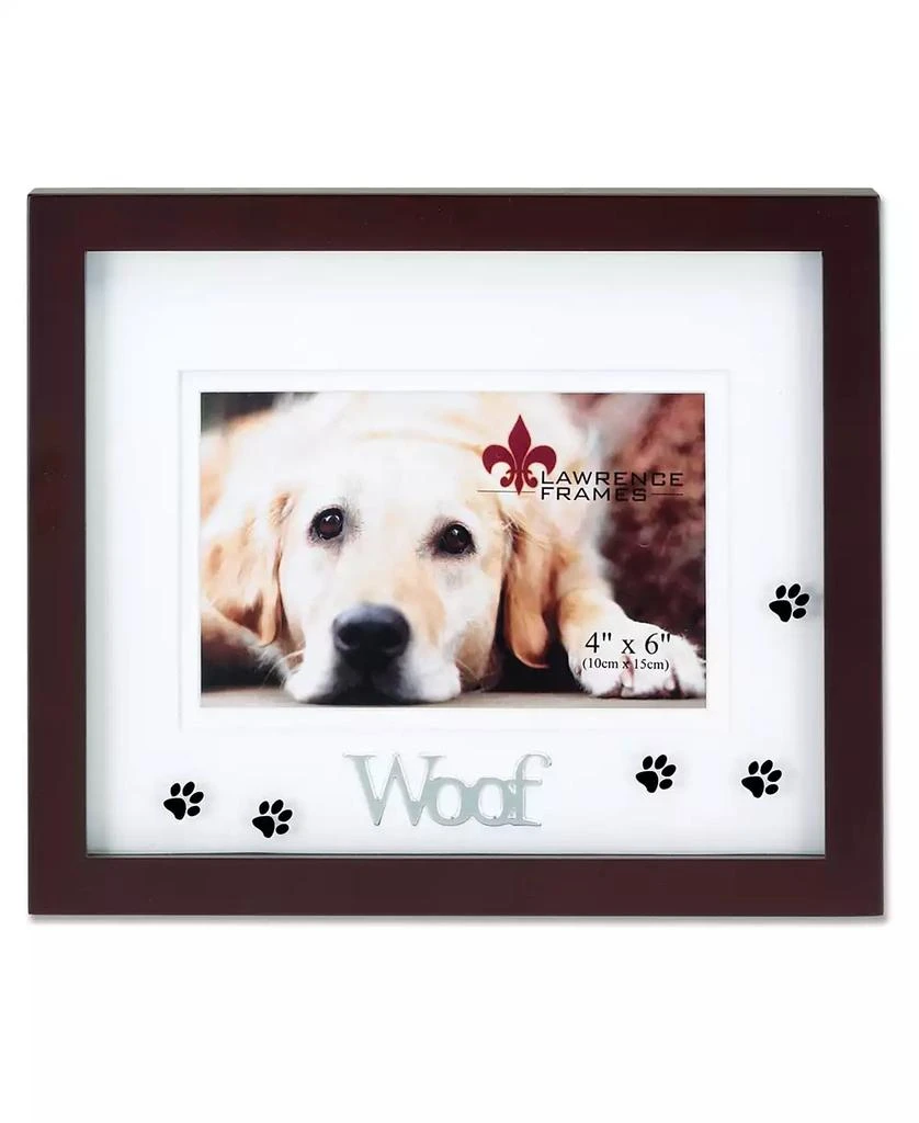 商品Lawrence Frames|Walnut Wood Woof Picture Frame - Matted Shadow Box Dog Frame - 4" x 6",价格¥196,第1张图片