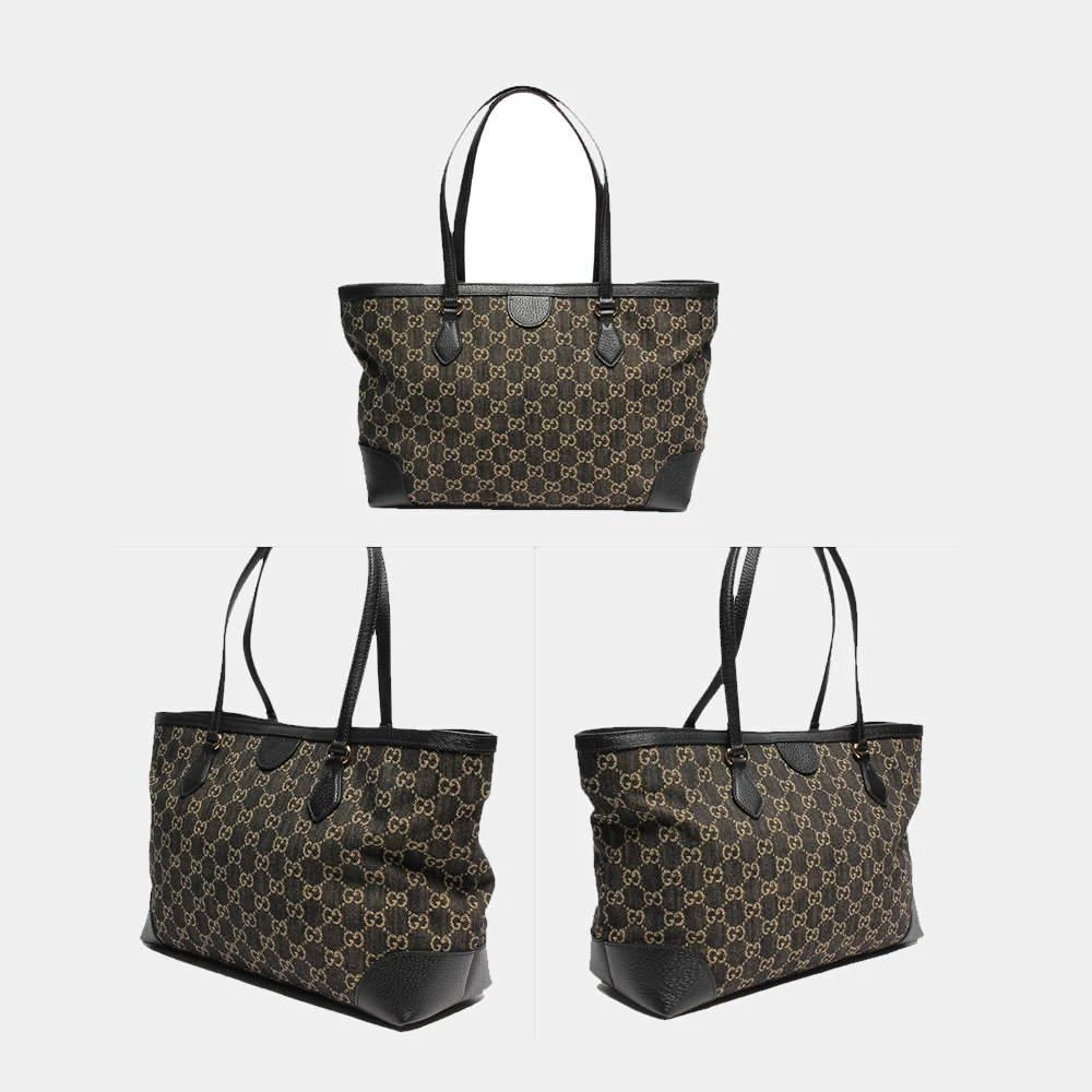 商品[二手商品] Gucci|Gucci Black GG Coated Canvas Leather Medium Ophidia Tote Bag ,价格¥8708,第4张图片详细描述