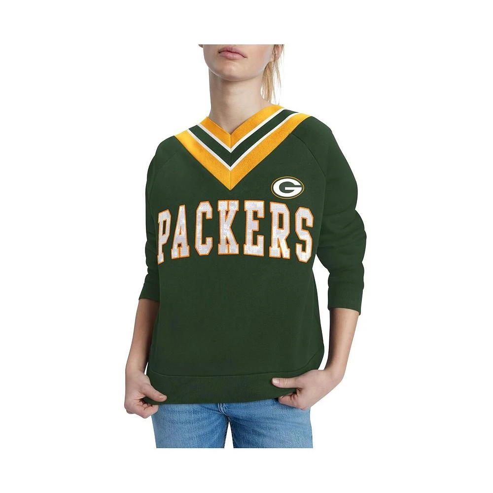 商品Tommy Hilfiger|Women's Green Green Bay Packers Heidi V-Neck Pullover Sweatshirt,价格¥472,第3张图片详细描述