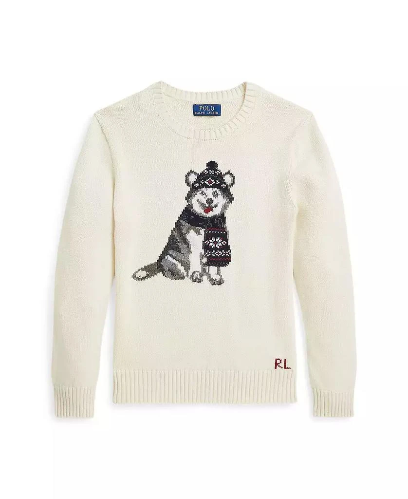 商品Ralph Lauren|Big Boys Dog-Intarsia Crewneck Sweater,价格¥886,第4张图片详细描述