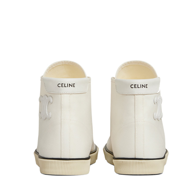 商品Celine|【预售3-7天】CELINE/赛琳 22年早春新款 BLANK系列 女士米白色织物/牛皮革鞋后帮金色LOGO运动鞋帆布鞋337812006C.01OW,价格¥3899,第7张图片详细描述