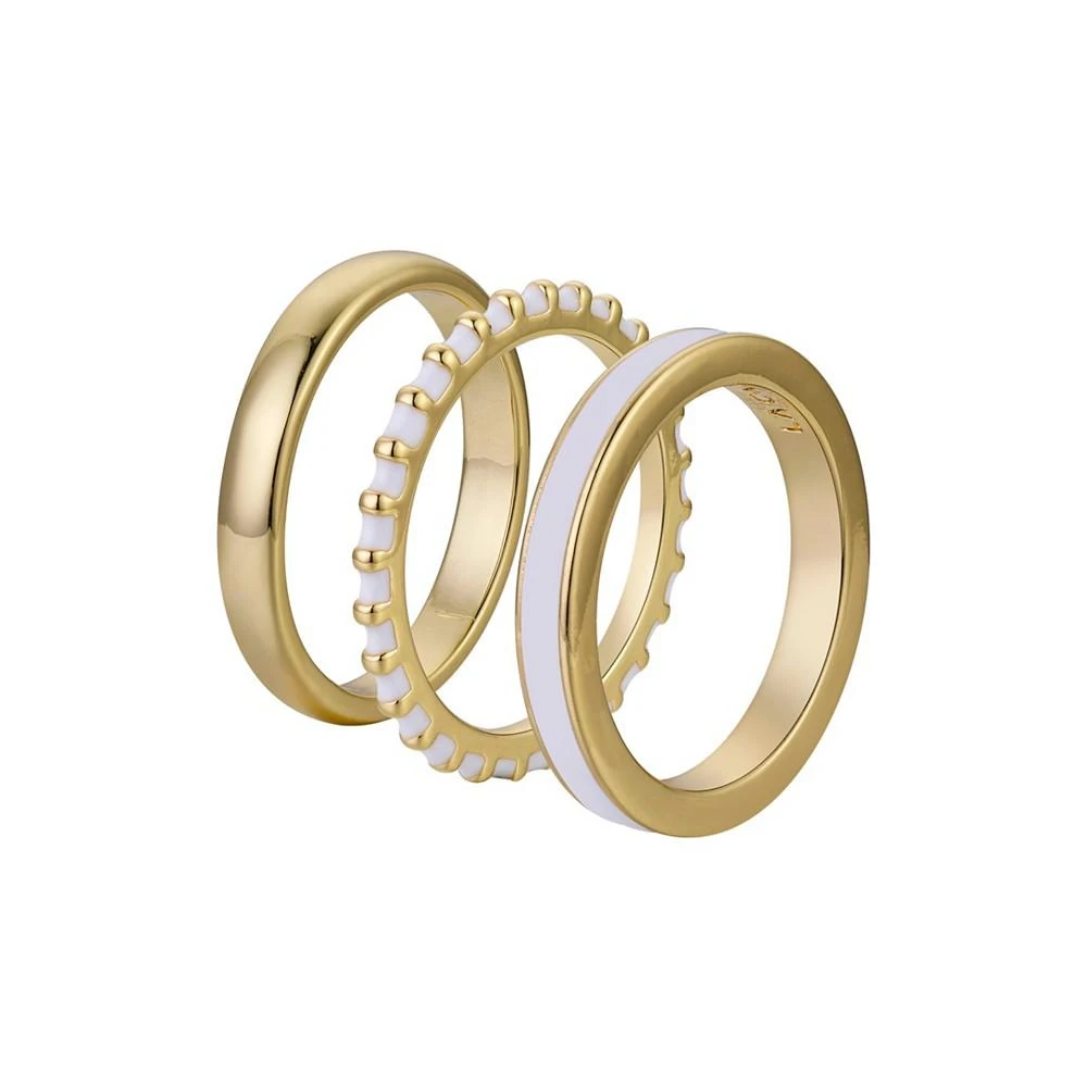 商品Unwritten|14K Gold Flash-Plated White Enamel Design Bands Ring Set,价格¥131,第2张图片详细描述
