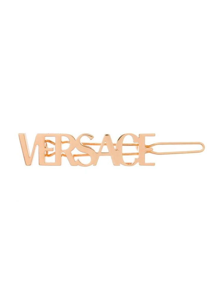 商品Versace|Antique Gold-tone Logo Hair Clip in Brass VERSACE Woman,价格¥1278,第1张图片