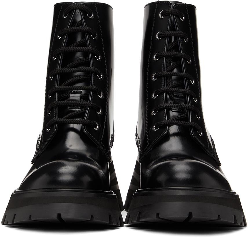 Black Patent Lace-Up Boots商品第2张图片规格展示